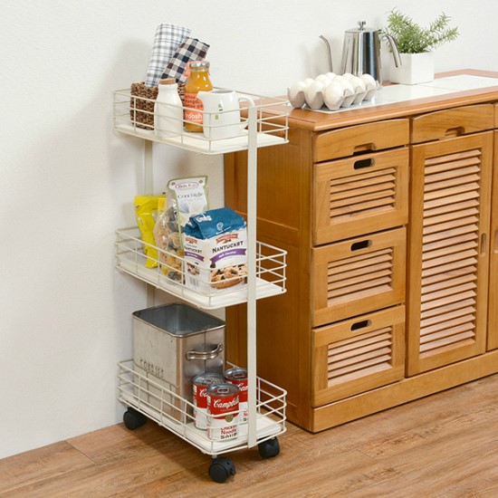 スチールワゴン キャスター付き 奥行20cm ワゴン 収納 キャスター