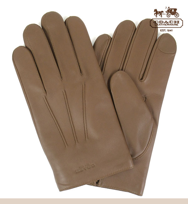 コーチ メンズ手袋 3イン1 レザー ニットグローブ/F85859（XL