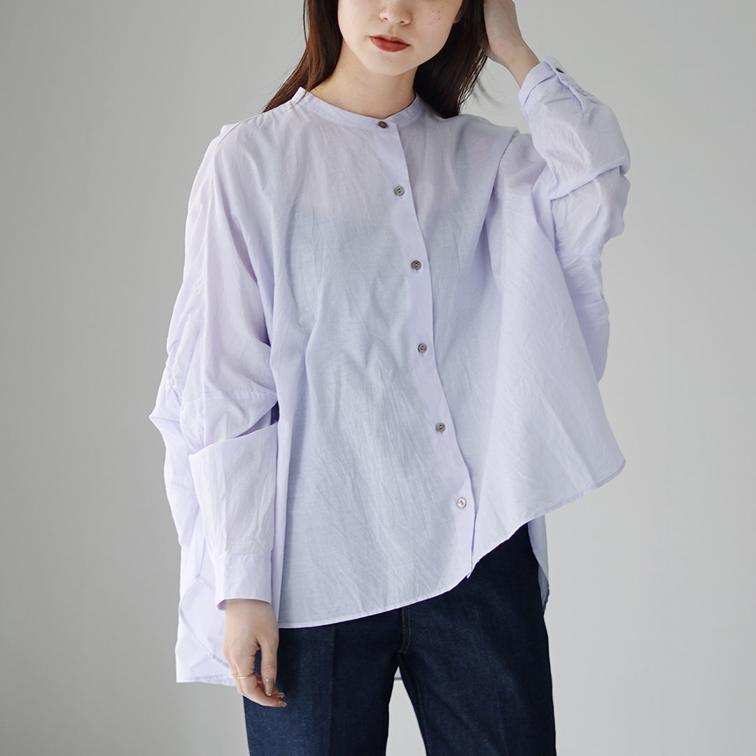 mizuiroind（ミズイロインド） バックギャザー ワイドシャツ