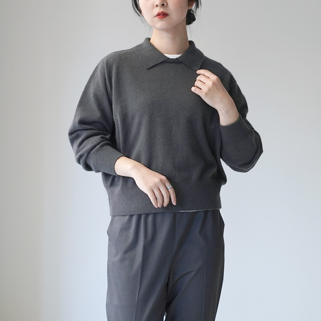 mizuiroind（ミズイロインド） ハイゲージ 襟付き ニット / プル