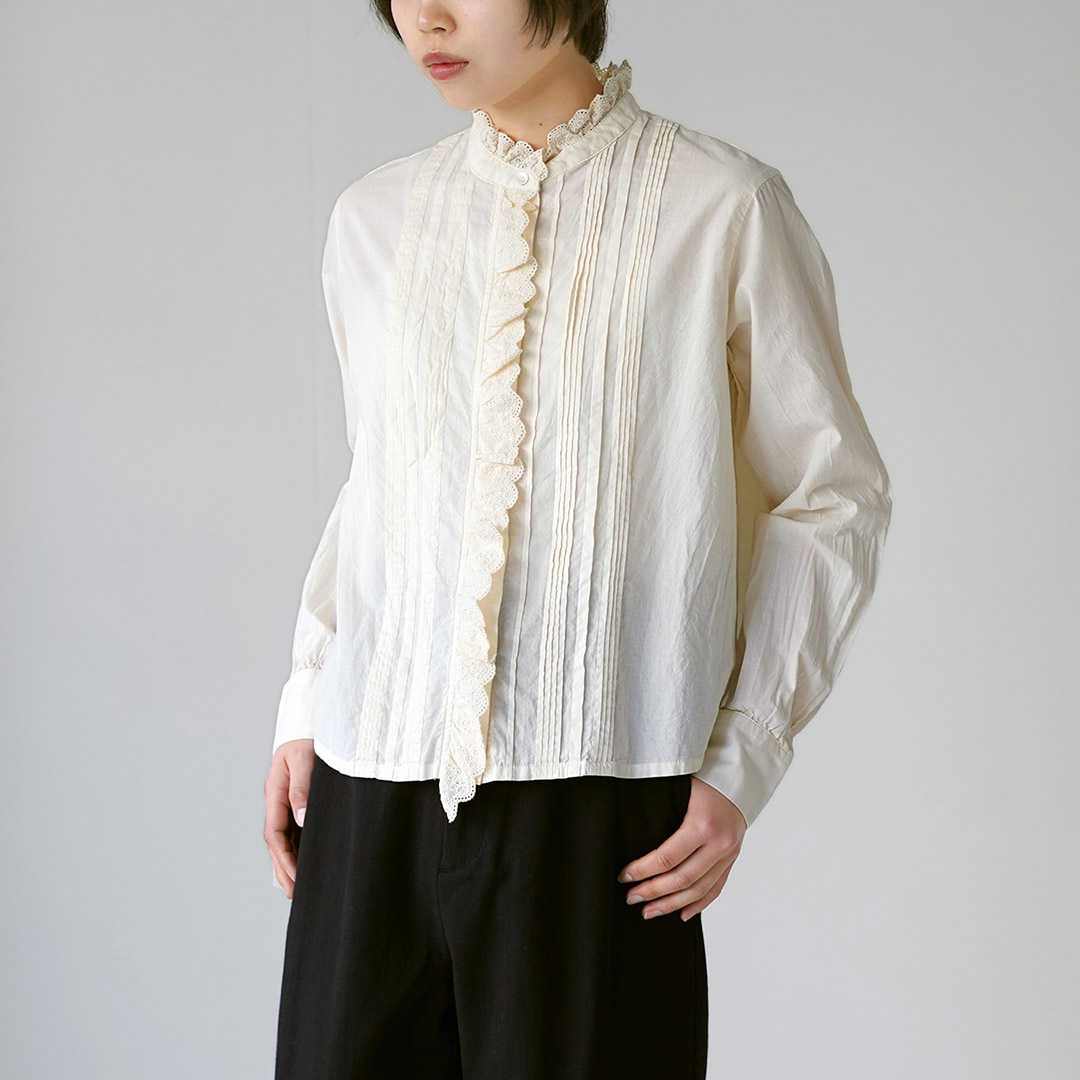 MidiUmi（ミディウミ） ピンタック レースシャツ / レディース