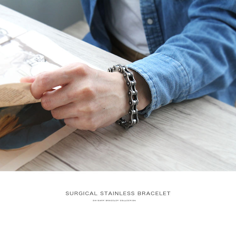 ブレスレット メンズ サージカルステンレス バイクチェーン 自転車