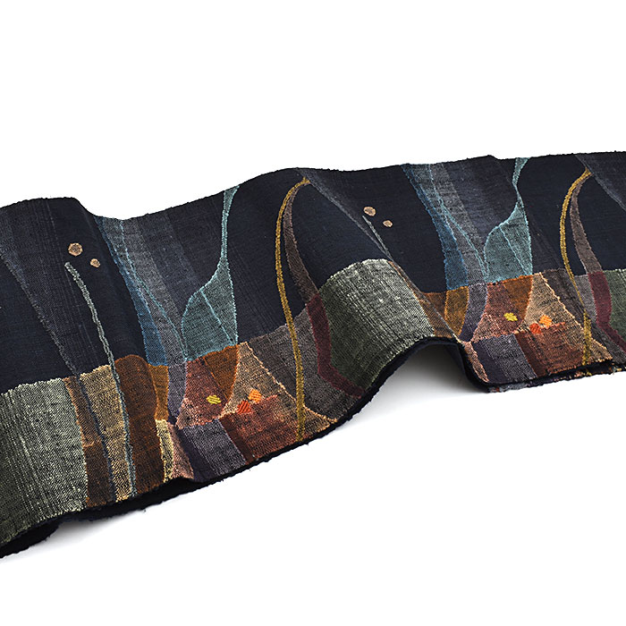 訳あり帯！)西陣織 老舗 渡文 謹製 手織り 真綿紬 八寸 名古屋帯 正絹