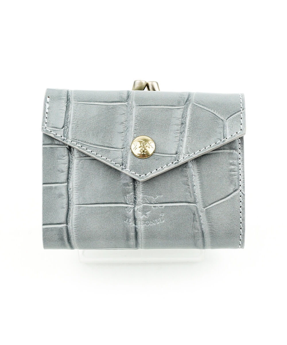 IL BISONTE（イルビゾンテ） クロコ型押しレザー がま口財布