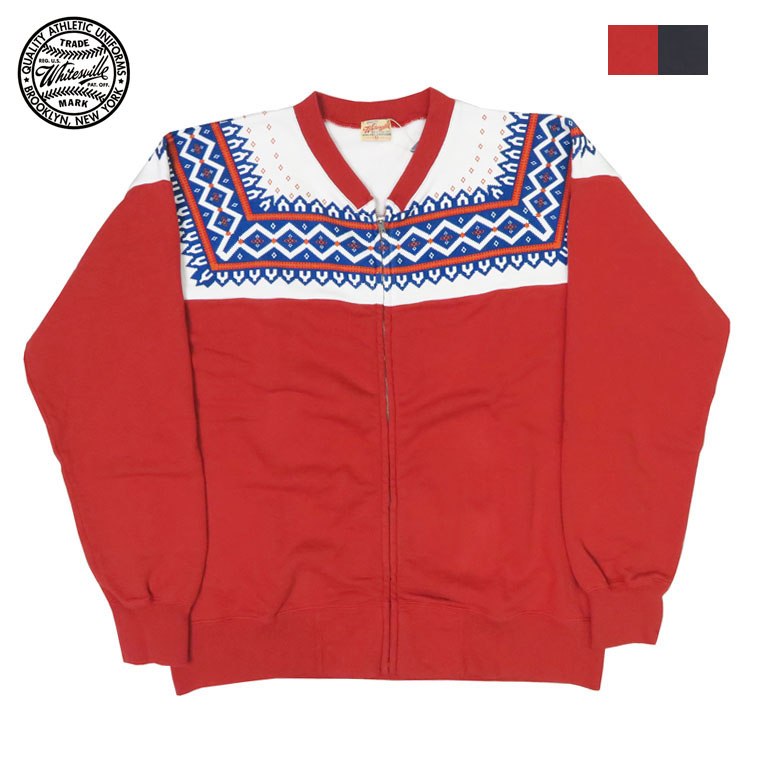 WHITESVILLE WHITES VILLE ホワイツビル 雪柄 クルーネック ジップ