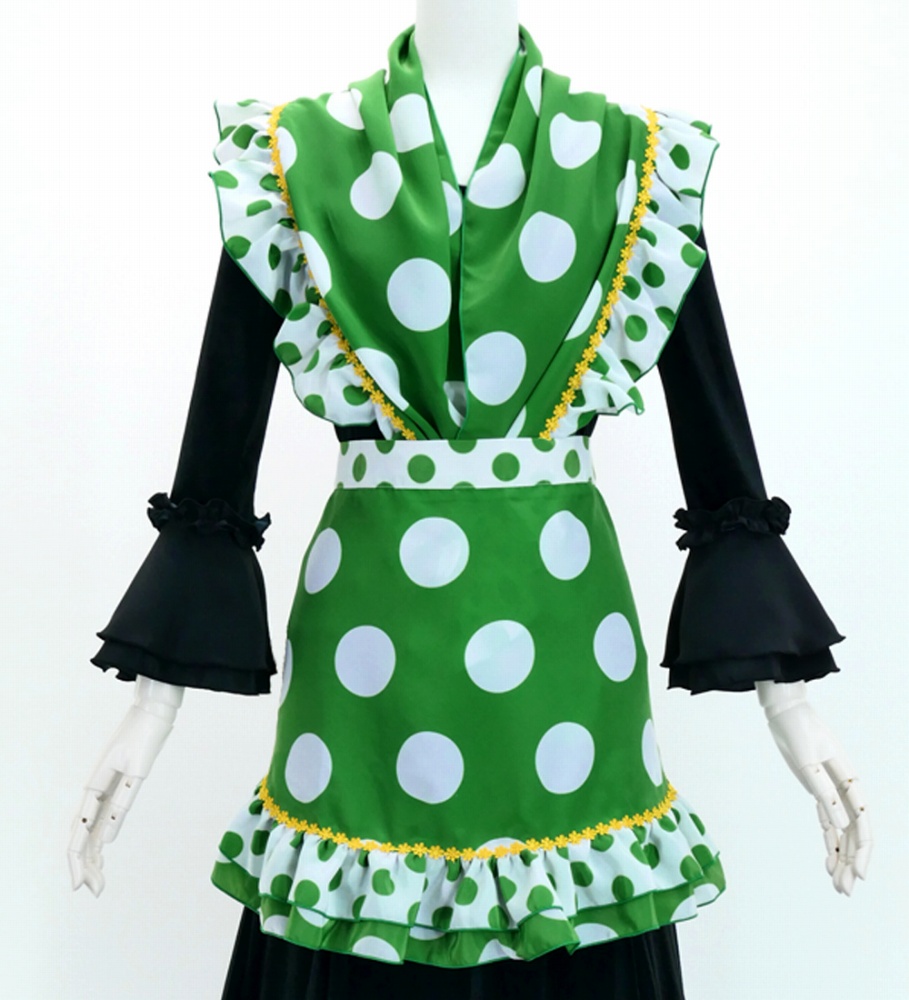 フラメンコ ピキージョ・エプロンセット 水玉 グリーン×ホワイト PA-3