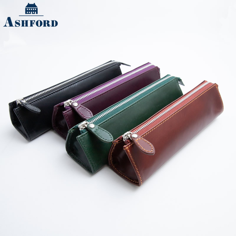 ASHFORD/アシュフォード 本革 ヒメル 三角ペンケース ブラック