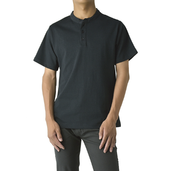 FLAG ON CREW メンズ ヘビーウェイト ヘンリーネック 半袖 Tシャツ 8.8