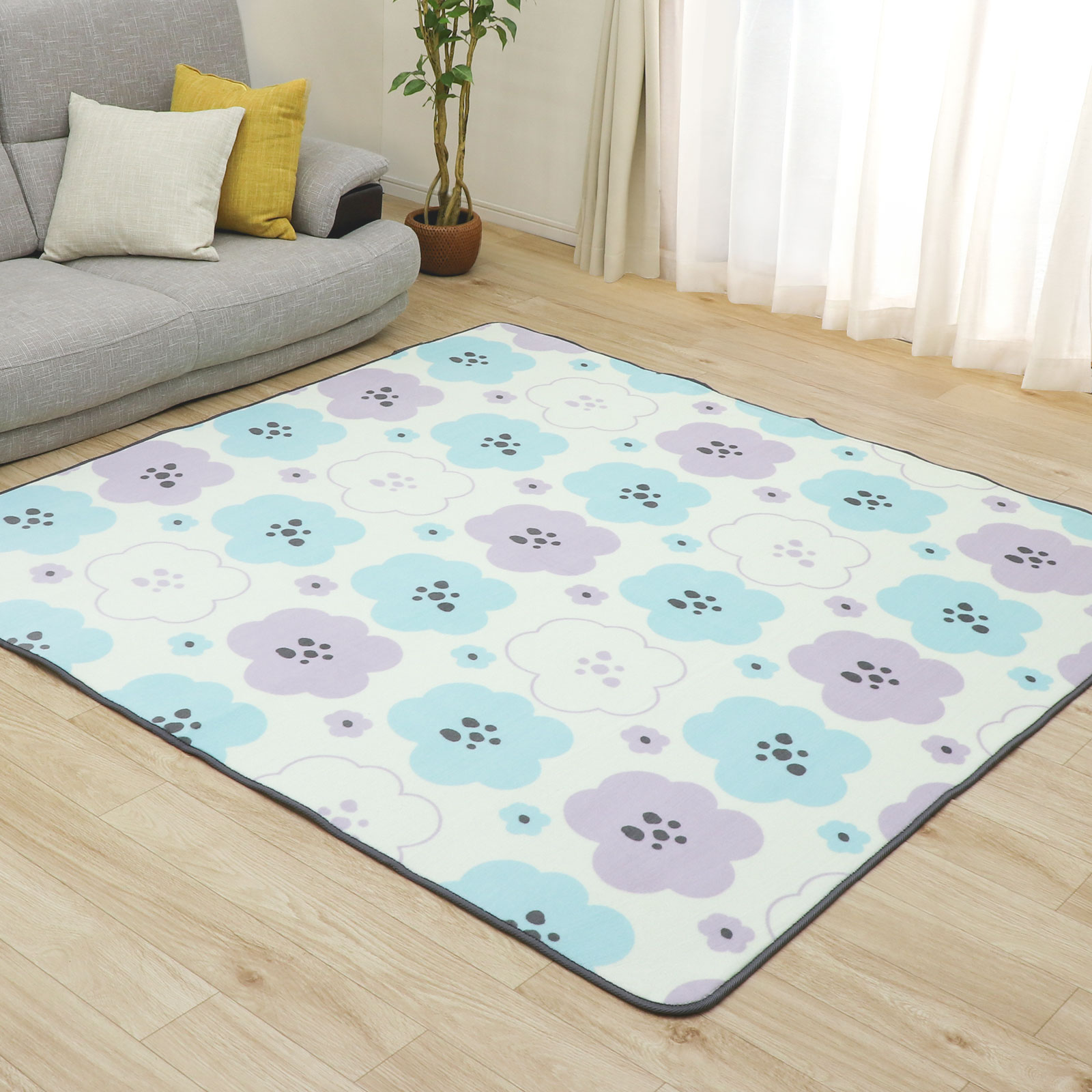 フリーリー ラグ カーペット ラグマット 洗える 2畳 185×185 オール