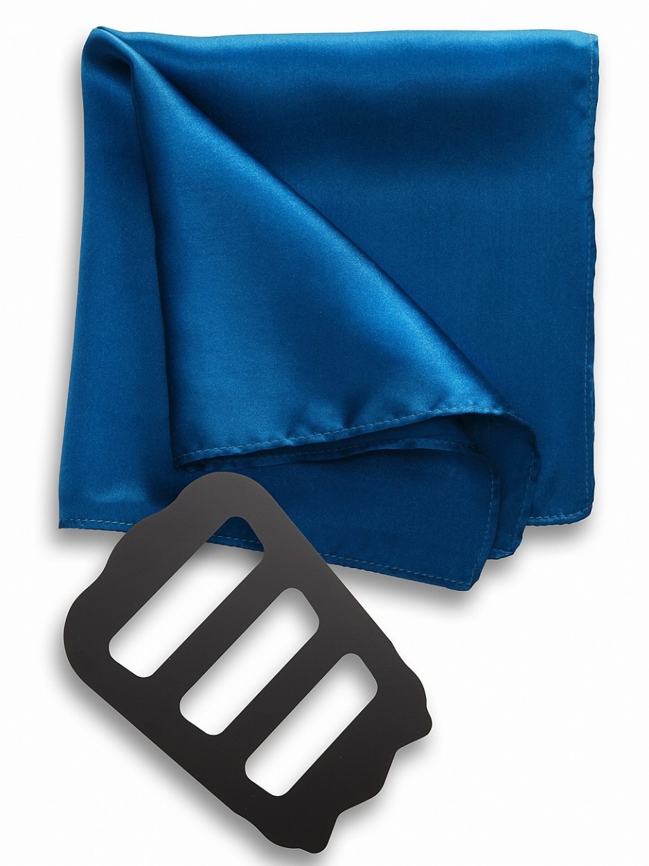 ポケットチーフ 結婚式 シルク100% スーツ ホルダー＆折り方ガイド付き