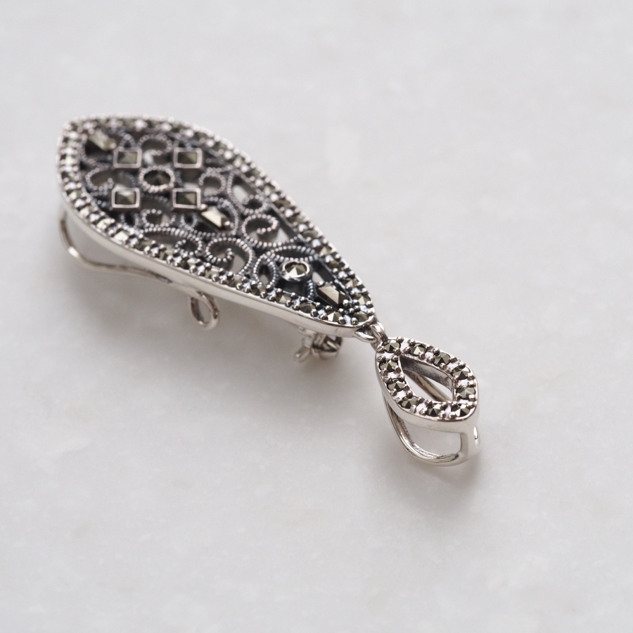 ROKUZAN マーカサイト ネクタイ ブローチ ペンダントトップ (チェーン