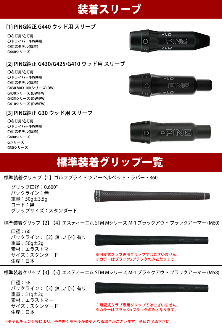 PING（ピン） 【全てメーカー純正部品使用】 ウッド用 純正 スリーブ