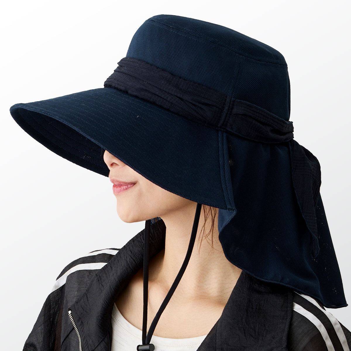 風飛ばーぬ 帽子 新デザイン つば広 ハット 涼しい メッシュ ギャザー