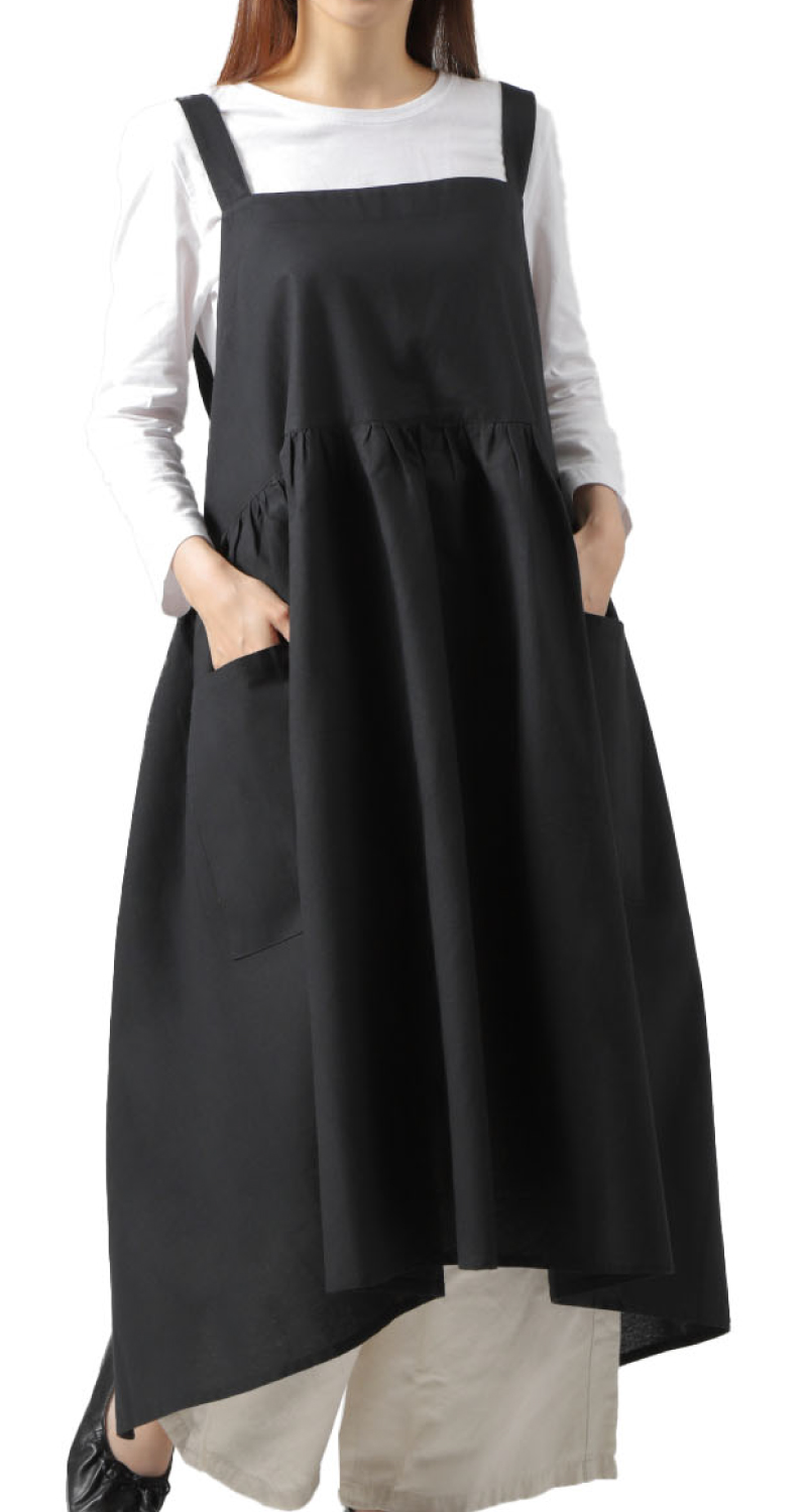 Aness(アネス) 大きいサイズ対応 ワンピースエプロン ロング丈