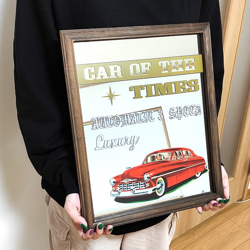 ミラー おしゃれ アメリカン 雑貨 木製 鏡 レトロ パブミラー