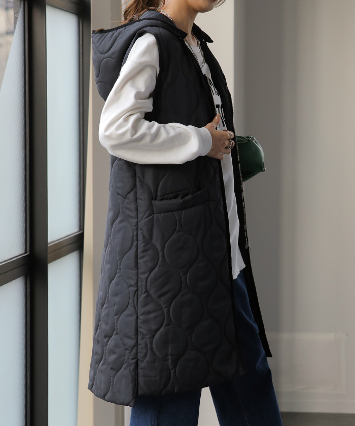 HUG.U（ハグユー） ベスト レディース 中綿 ジレ キルティング ロング