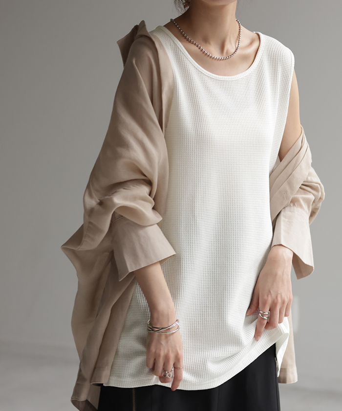 HUG.U（ハグユー） タンクトップ レディース ノースリーブ ワッフル