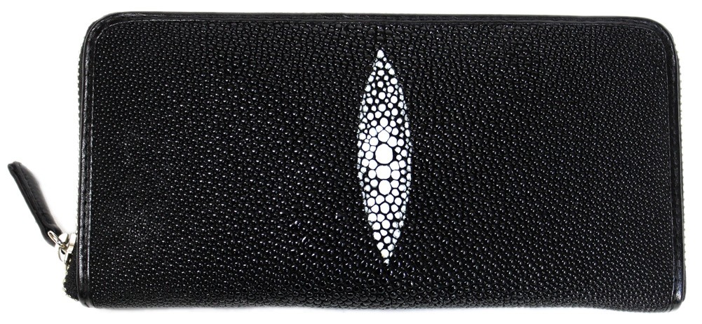 スティングレイ レザー ラウンドファスナー 長財布 エイ革 本革 スター