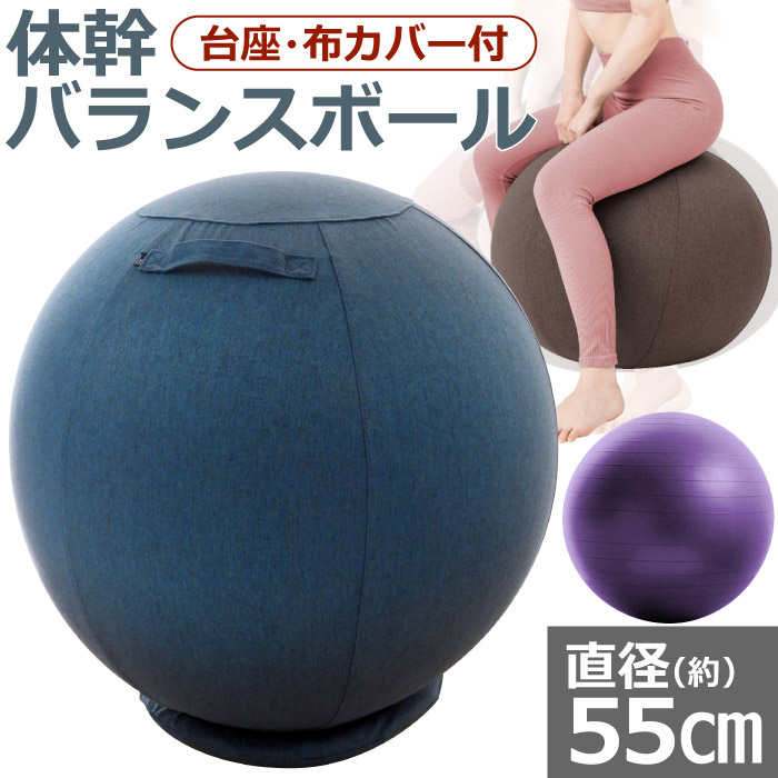 バランスボール 55cm 布カバー付 空気入れポンプ付 体幹 エクササイズ