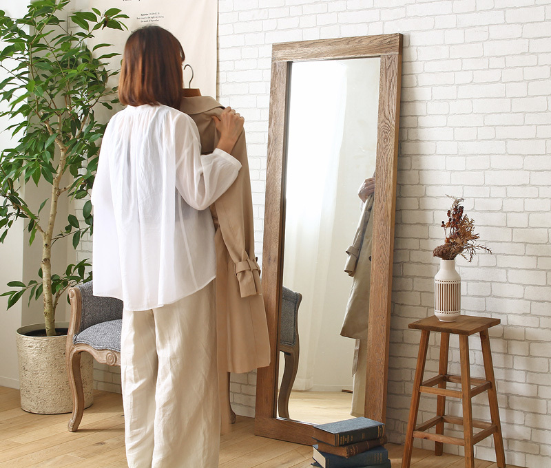 スタンドミラー 全身 姿見 おしゃれ 全身鏡 全身ミラー 木製 天然木