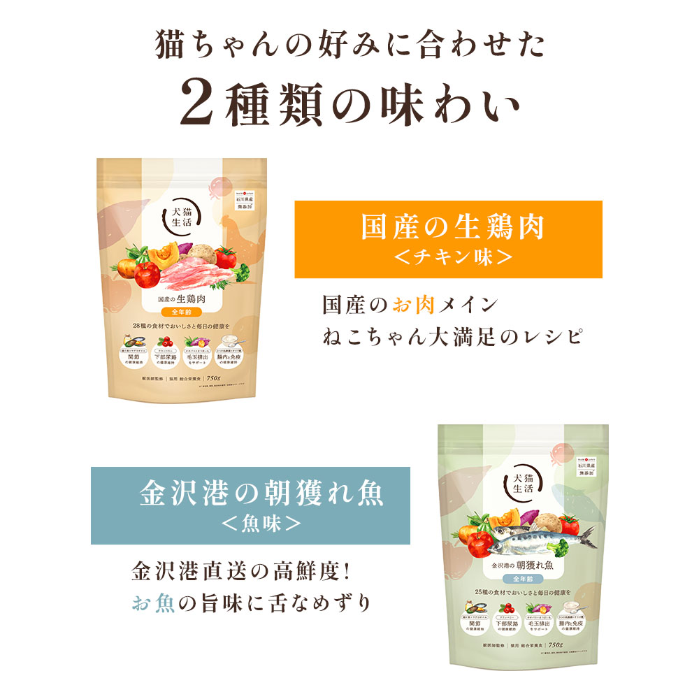 犬猫生活 キャットフード 無添加 ドライ 猫 大容量 オールステージ 朝