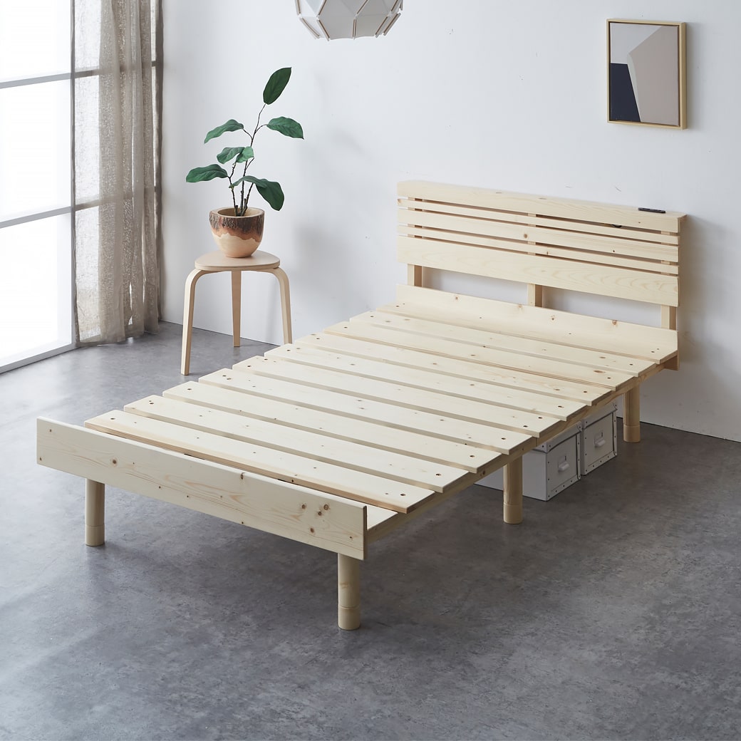 ネルコンシェルジュ すのこベッド ローベッド 棚コンセント付き