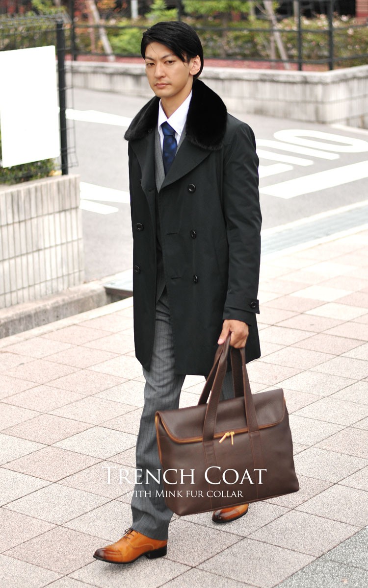 sankyo shokai（三京商会） ［期間限定価格］トレンチコートミンク襟