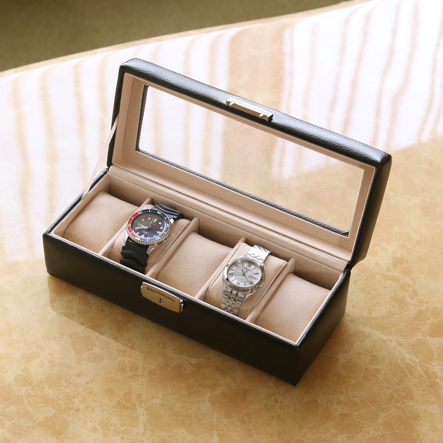 sankyo shokai（三京商会） 腕時計ケース 5本用 鍵付き 革 レザー