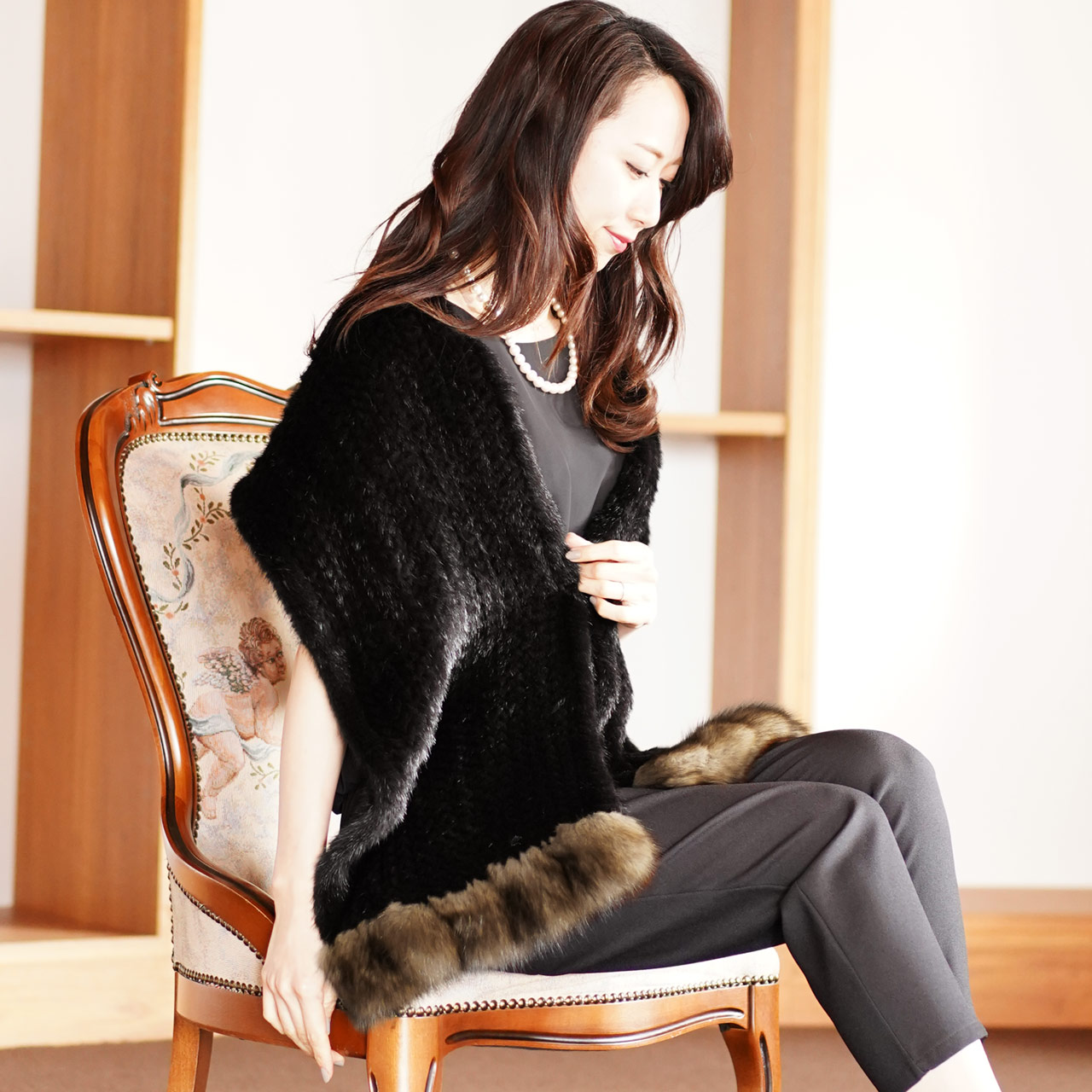 sankyo shokai（三京商会） ［期間限定価格］ブラックミンク 編み込み