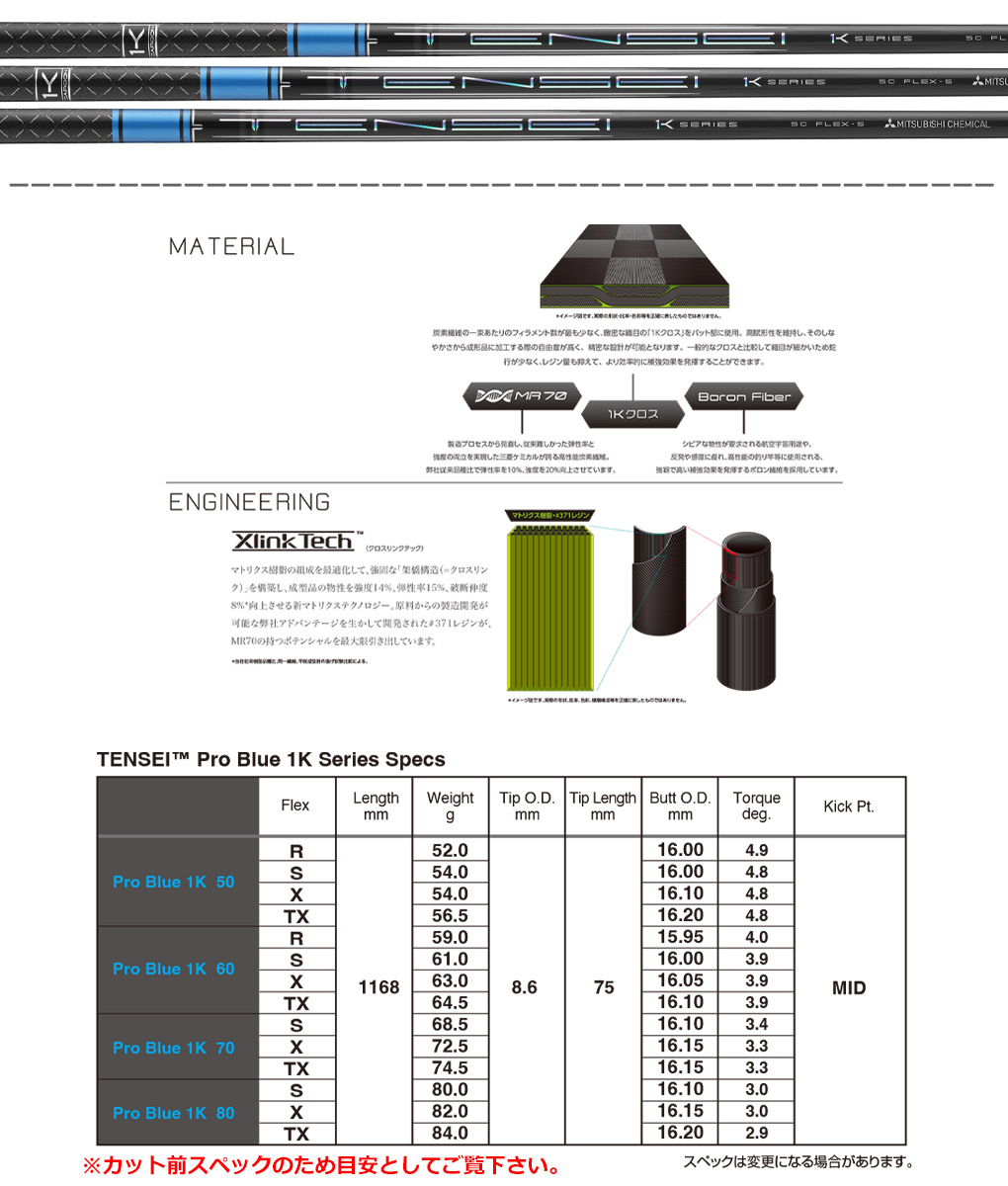 TaylorMade（テーラーメイド） スリーブ付きシャフト 三菱ケミカル