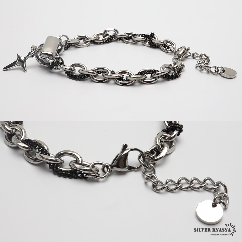 ステンレス クロスブレスレット チェーンブレスレット シルバー