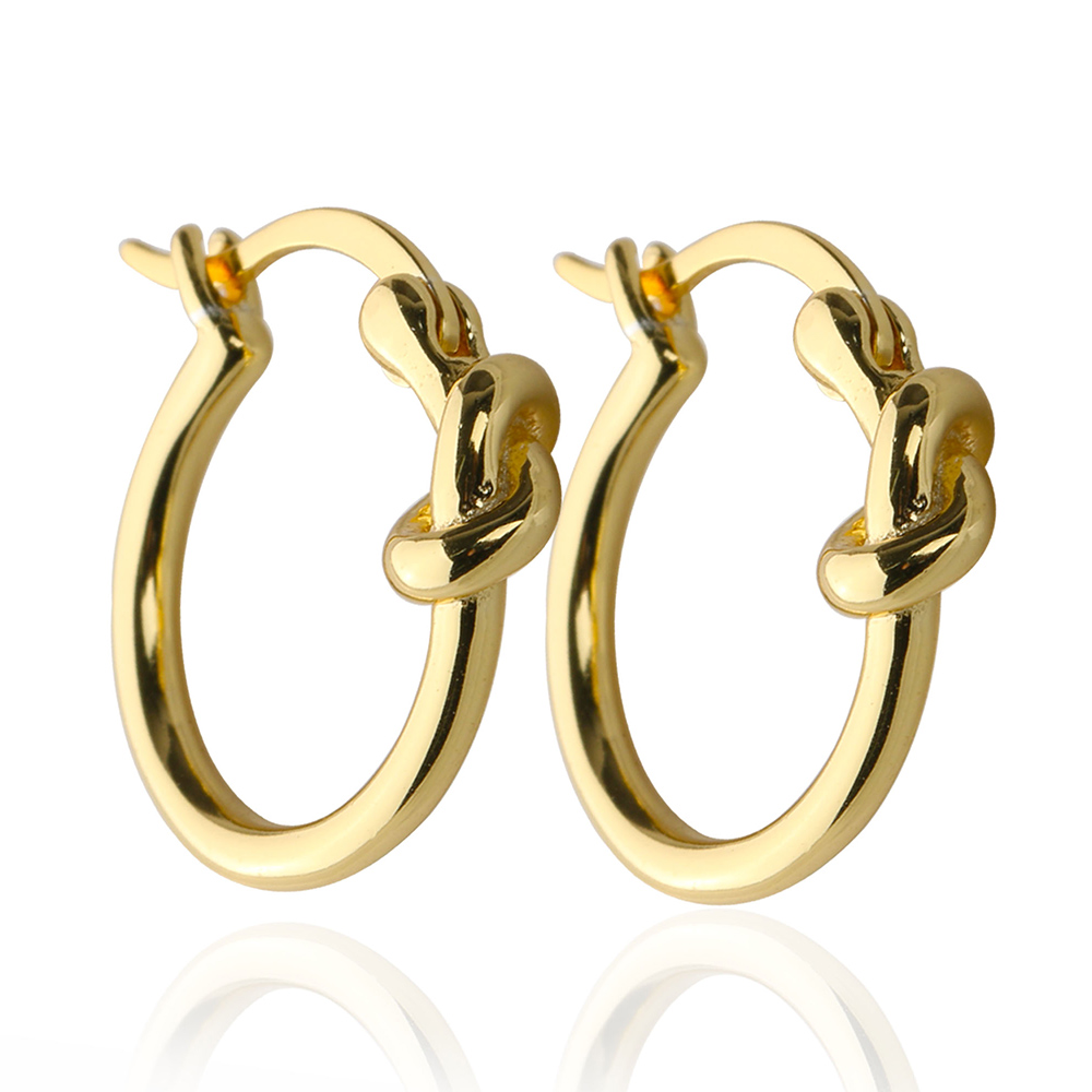 両耳 シルバー925 フープピアス レディース 結び ピアス 18kgp