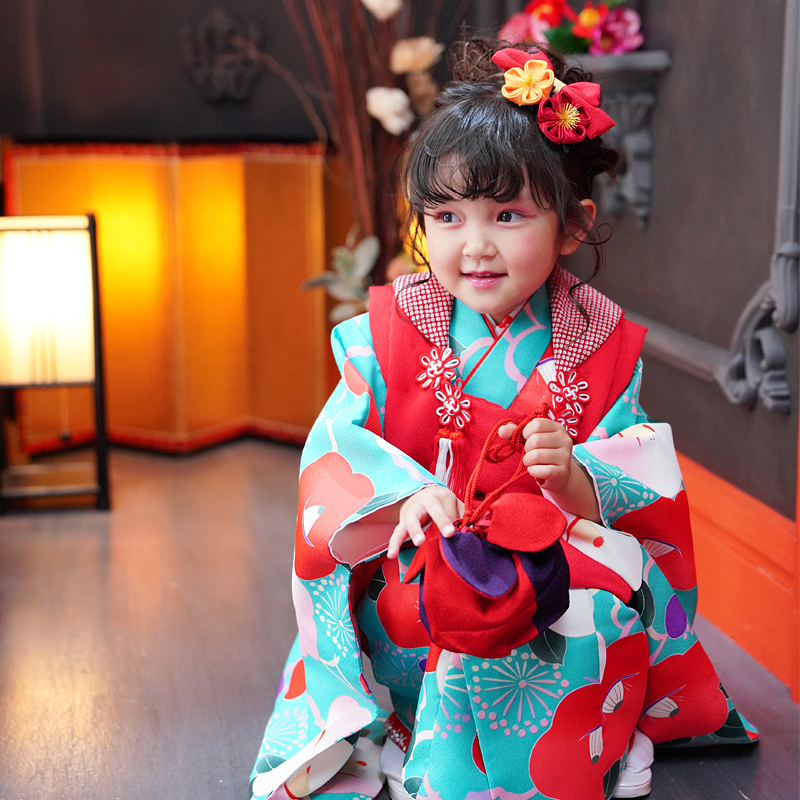 京都瑠璃雛菊 七五三 着物 3歳 フルセット 購入 女の子 三才 被布 子供