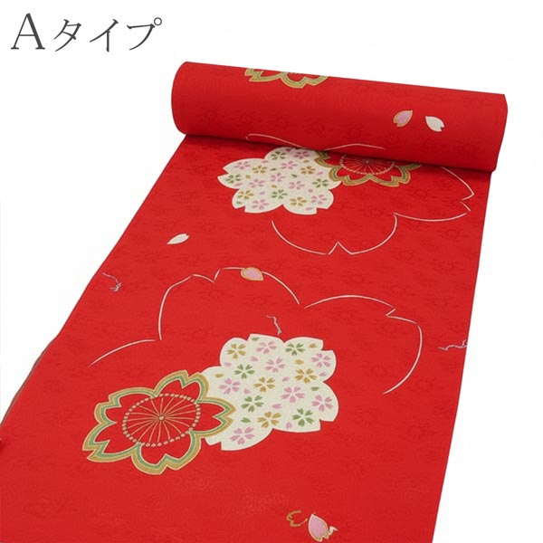 振袖用 正絹 長襦袢 友禅染 j-185 送料無料 反物 赤 レッド 振袖 成人