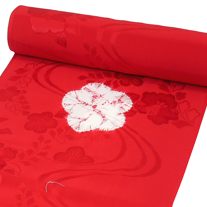 正絹絞り長襦袢 振袖用 赤色 扇面柄 j-135 送料無料 : 京都うさぎ堂