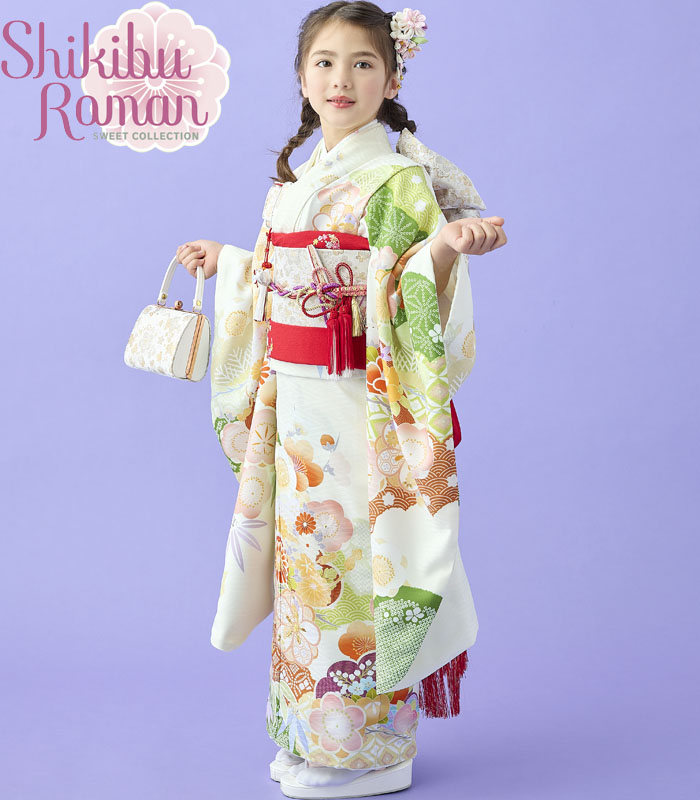 七五三 着物 7歳 女の子 着物フルセット 式部浪漫 ブランド 絵羽柄 梅