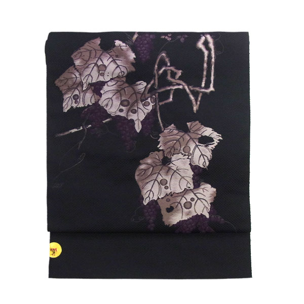 名古屋帯 正絹 黒 伊藤若冲 〜葡萄唐草〜 ブラック 京玉響 西陣織