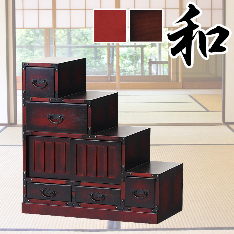 階段箪笥 右下がり 和風 昭和 レトロ 古風 桐 タンス たんす 階段