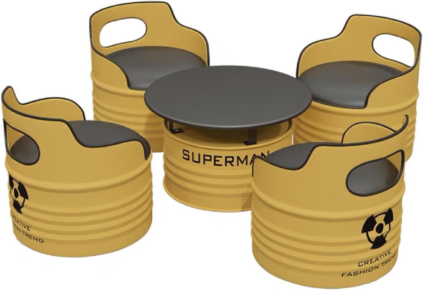 バーテーブルセット ドラム缶テーブル＆チェア5点セット アイアン