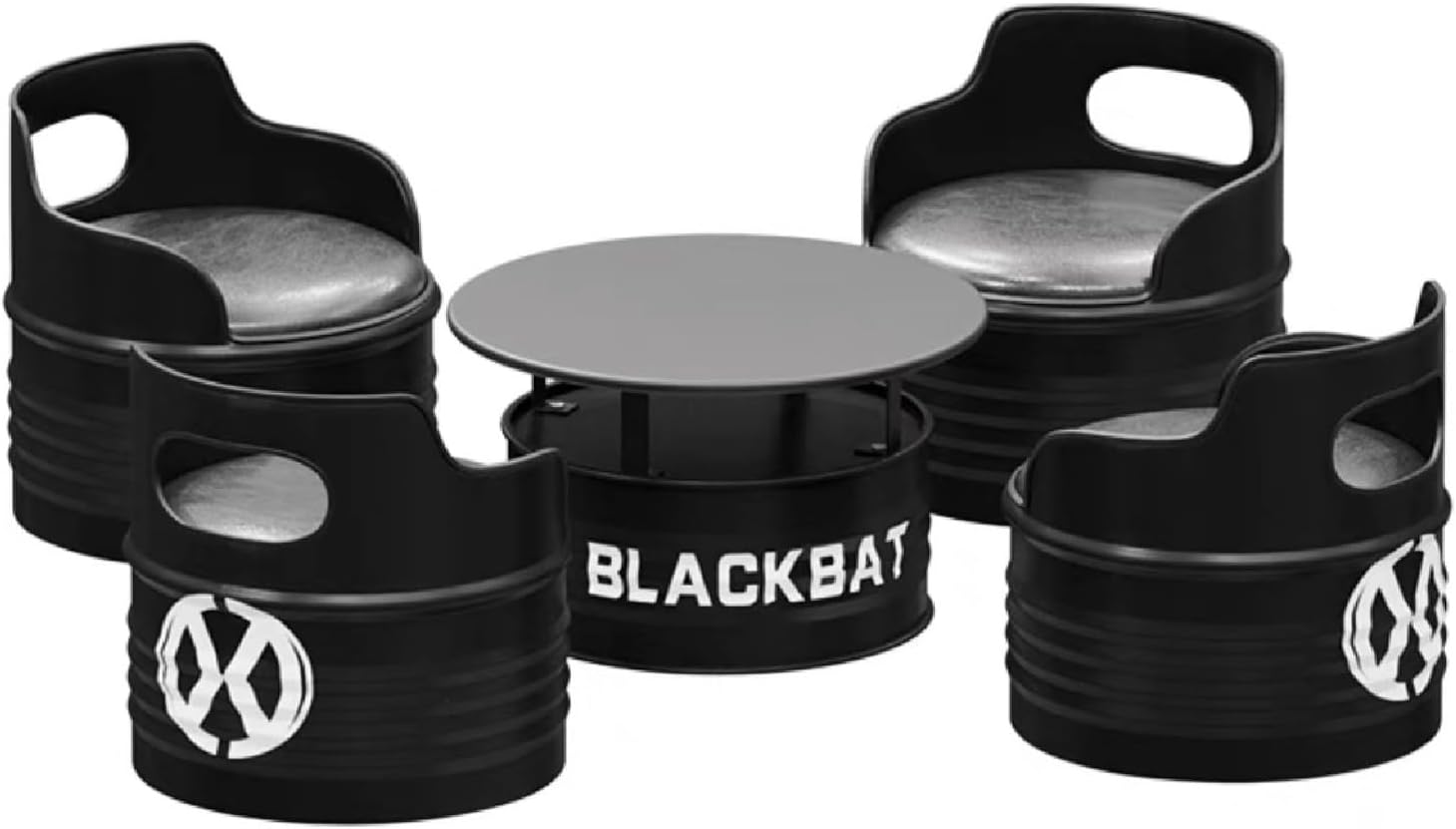 バーテーブルセット ドラム缶テーブル＆チェア5点セット アイアン