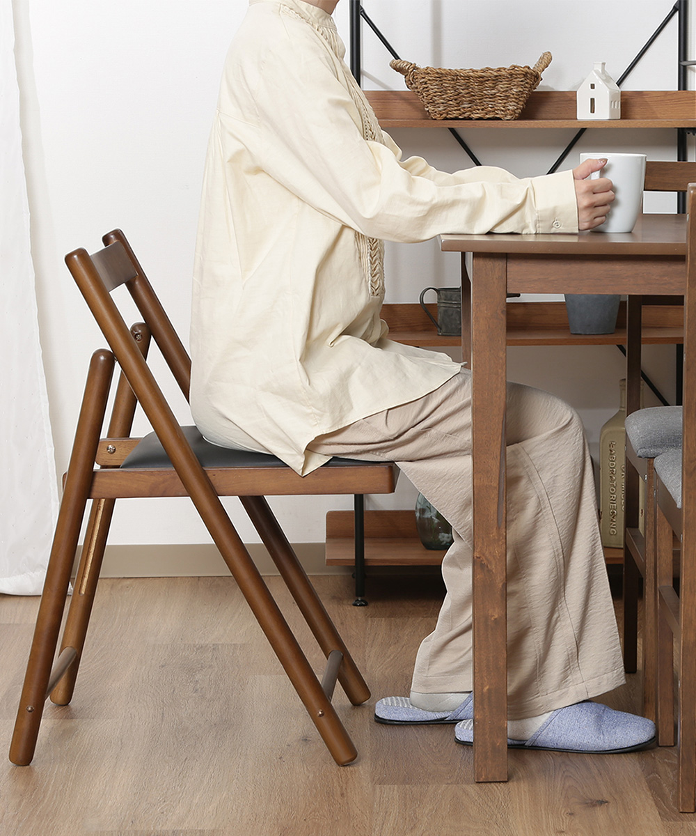 フォールディングチェアー ミラン 天然木 折りたたみ式 不二貿易