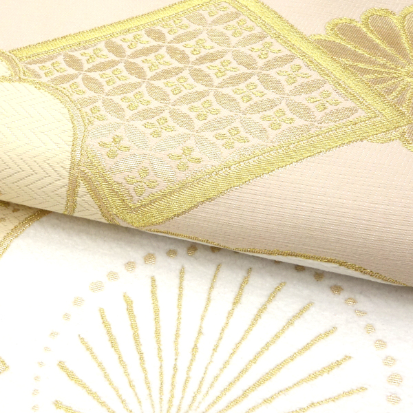 振袖用 袋帯 樹織物 仕立て上がり ベージュ 振袖帯 正絹 西陣織 礼装