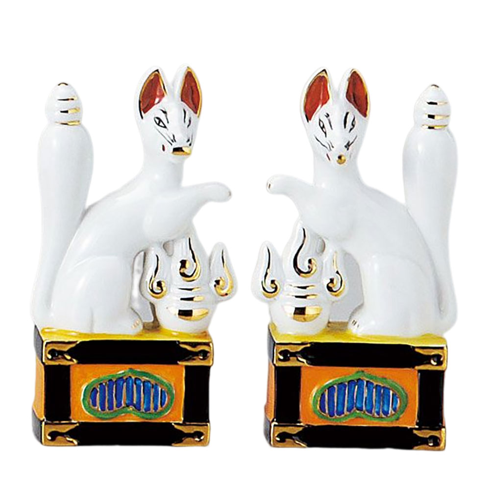 京仏壇はやし 神棚・神具 稲荷きつね 陶器製 2,5寸 1対（2個）入り