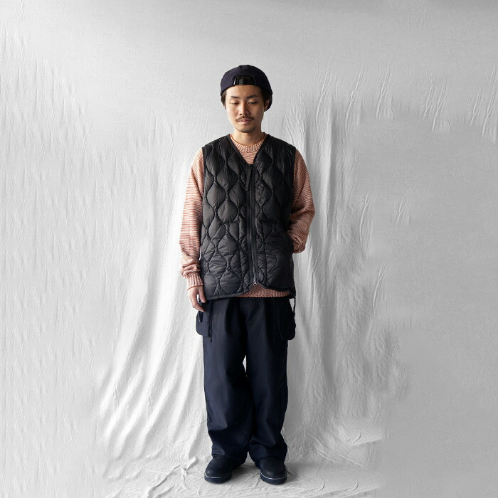 TAION タイオン MILITARY W-ZIP V NECK DOWN VEST -SOFT SHELL
