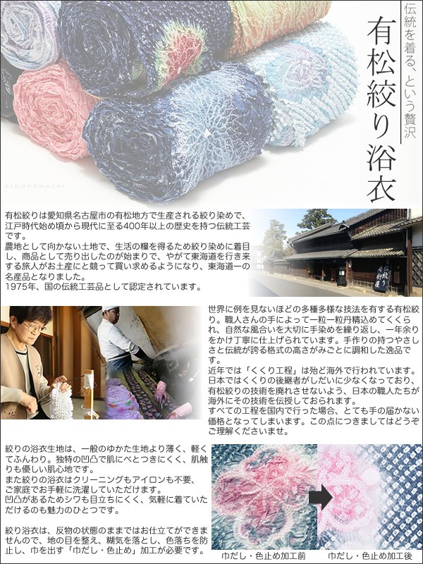 浴衣 反物 伝統工芸品 有松絞り 絞り浴衣反物 「七宝ボーロ花」 有松