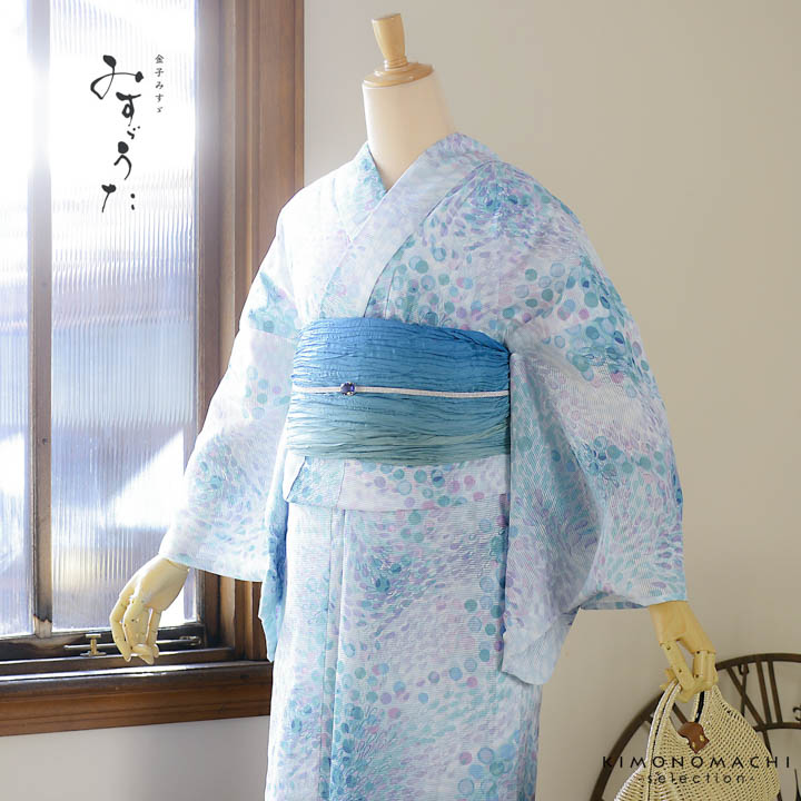 浴衣 レディース ブランド浴衣 単品「みすゞうた このみち 浅葱色×薄紫
