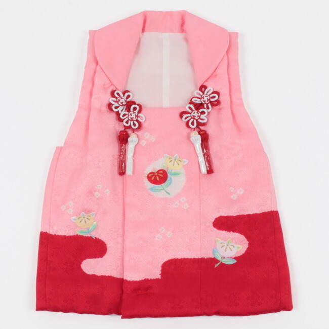 七五三 着物 3歳 被布 単品 購入 正絹 ピンク 赤 橘文 絞り 刺繍 日本