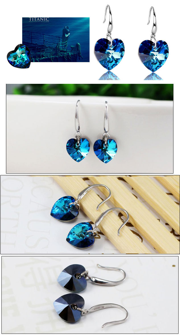 ピアス スワロフスキー ハート 青 サファイアブルー シルバー925