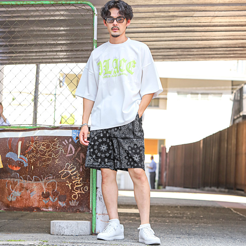 ショートパンツ メンズ ハーフパンツ ペイズリー バンダナ柄 夏 春 膝