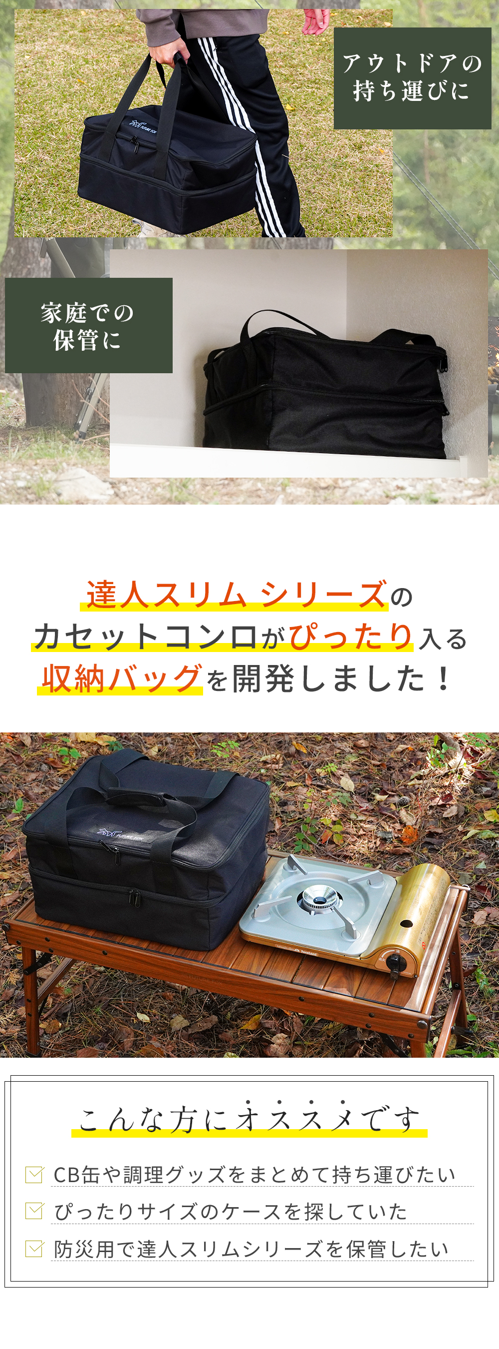 FUTURE FOX イワタニ カセットフー 達人スリム 専用 収納バッグ